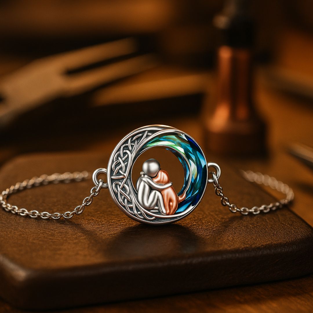 Regulowana bransoletka ze srebrną zawieszką w kształcie psa