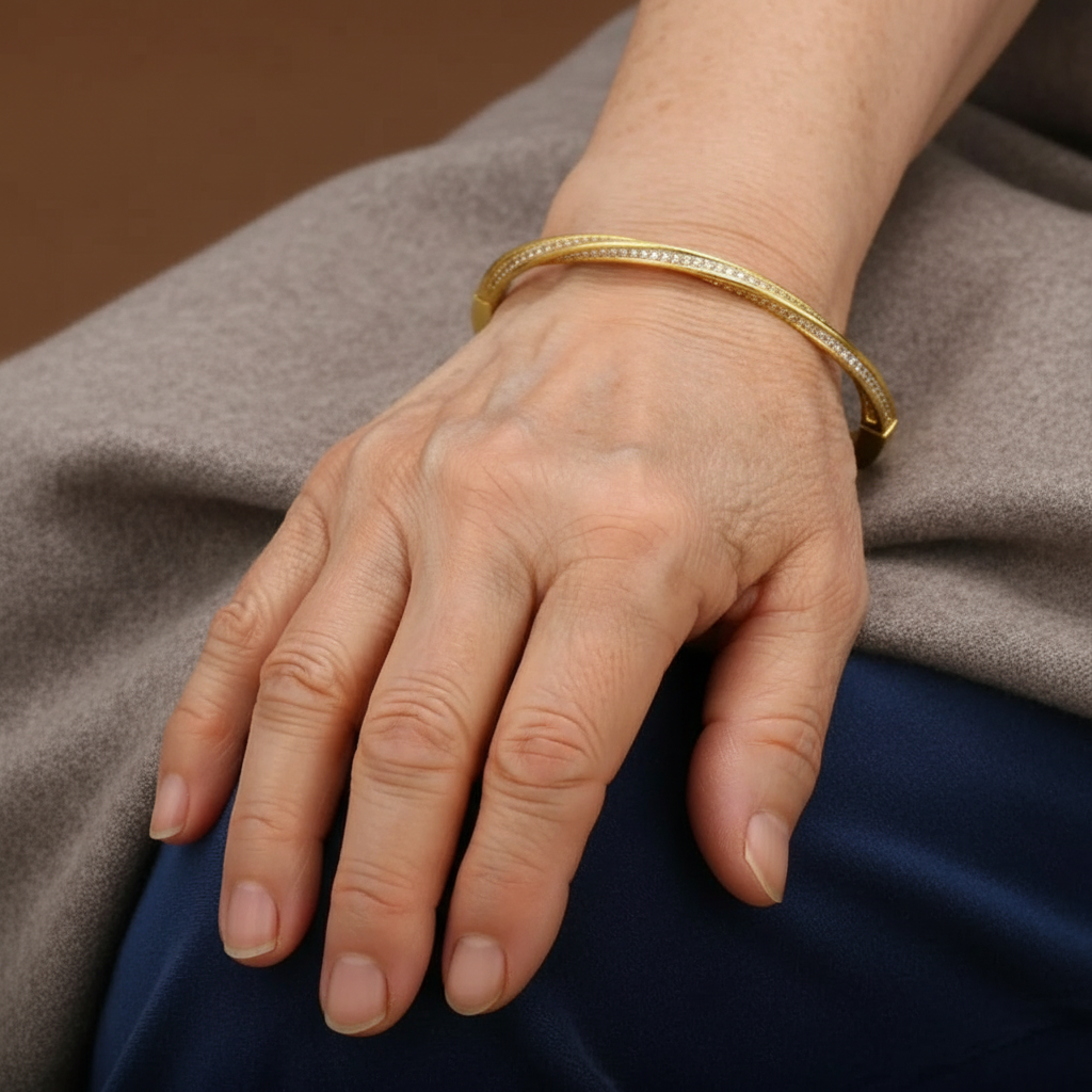 Elegancka Dwurzędowa Bransoletka Kryształowa ze Złotem