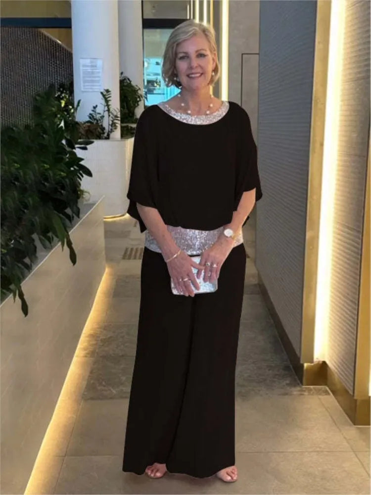 Ludmiła - Elegancki dwuczęściowy komplet z szyfonową górą