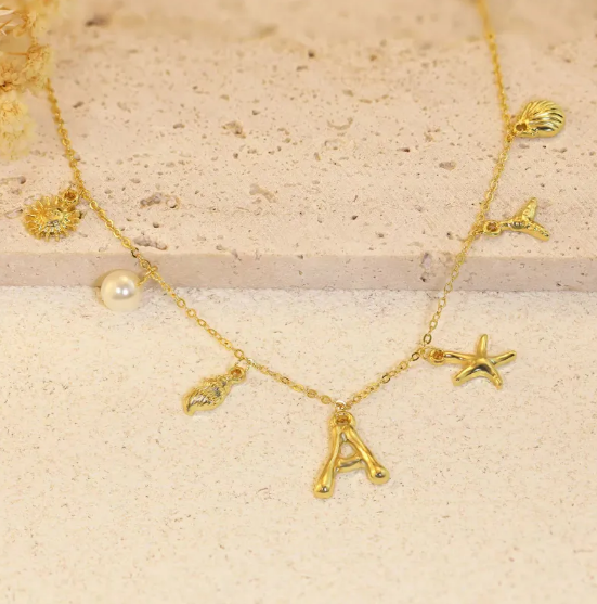 Naszyjnik - Litera, Rozgwiazda i Muszla