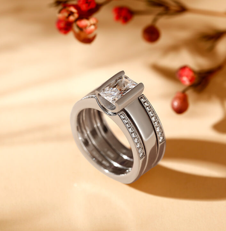 Pierścionek Diamentowy Trzyczęściowy Europejski i Amerykański