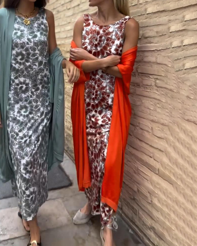 Jadwiga – Elegancka długa sukienka z kardiganem