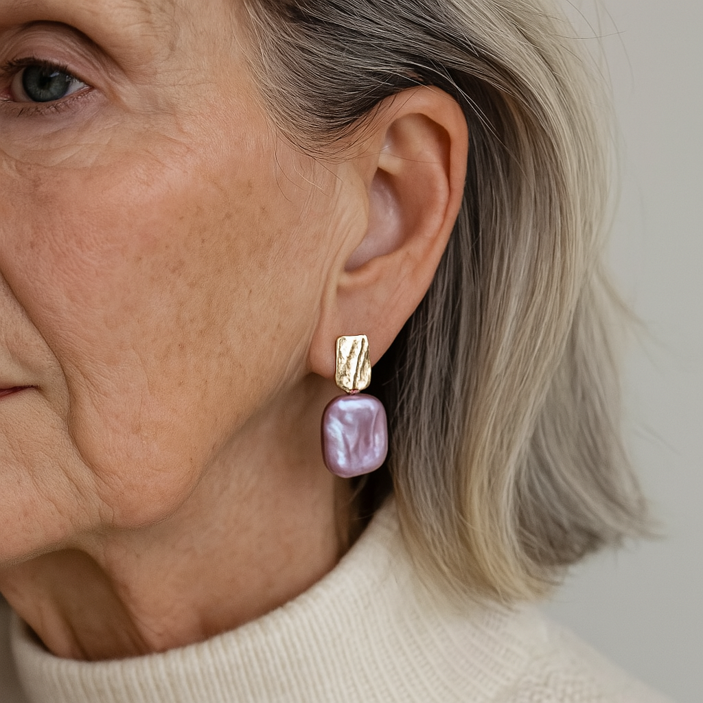 Kolczyki Eleganckie Złoto Perły Barok