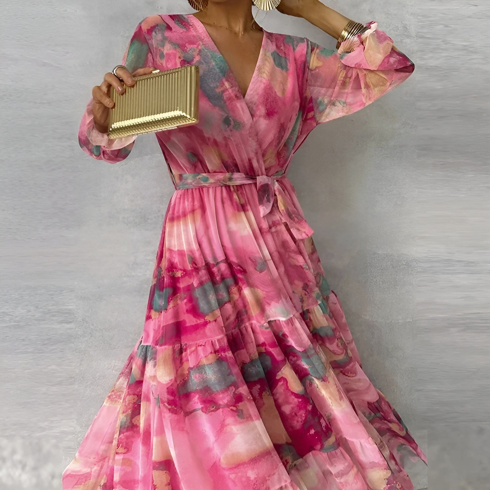 Milada – Elegancka letnia sukienka maxi z paskiem