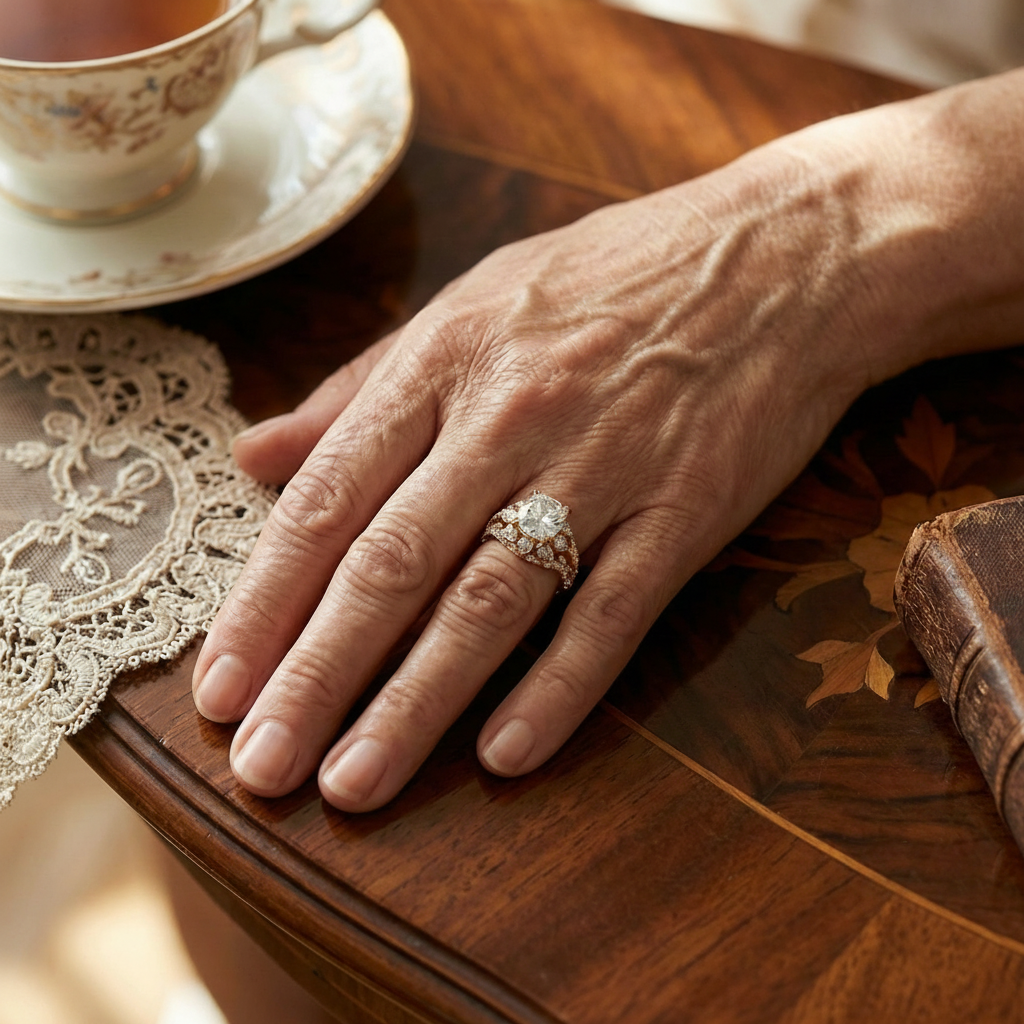 Pierścionek Złoty ze Szkłem Vintage