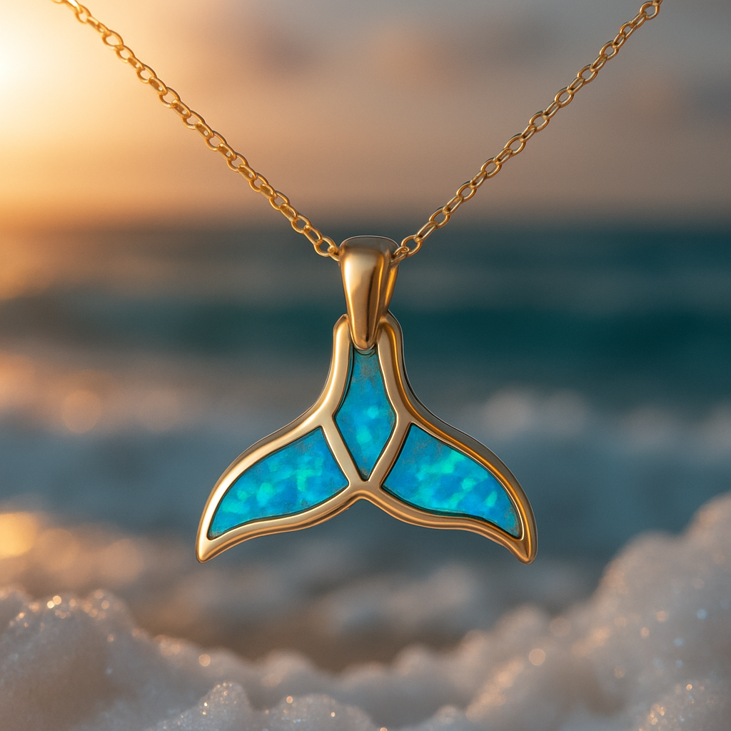 Naszyjnik Ogon Delfina z Niebieskim Opalem