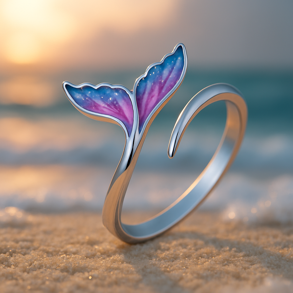 Pierścionek Regulowany z Kolorowym Ogonem Delfina